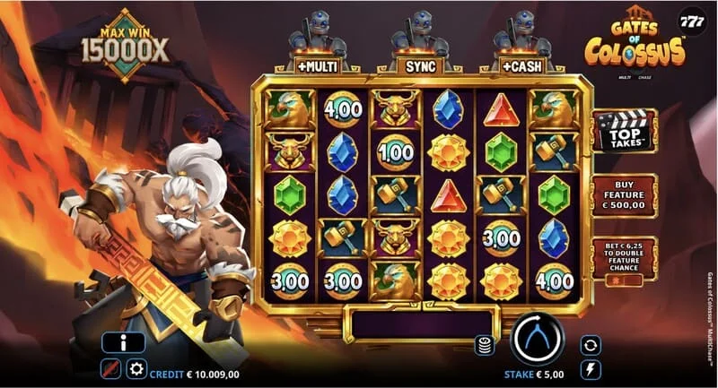 Gates of Colossus MultiChase – главен екран со ролни 6×5